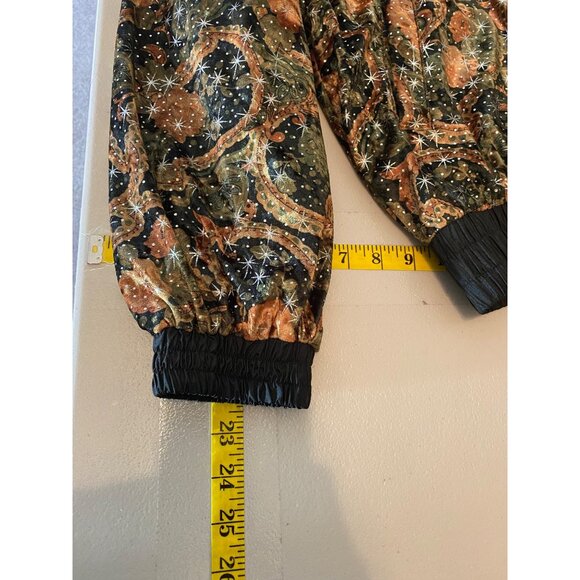 Chili Pepper Reversible Jacket Leaf Sparkle Pattern Windbreaker Zips Medium - Picture 14 of 14